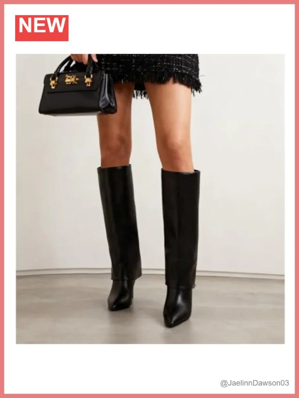Fold Over Knee High Boots Women Pointed Toe Stiletto Heel Zip PU Leather